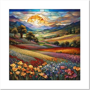Stained Glass Springtime Sunrise Posters and Art